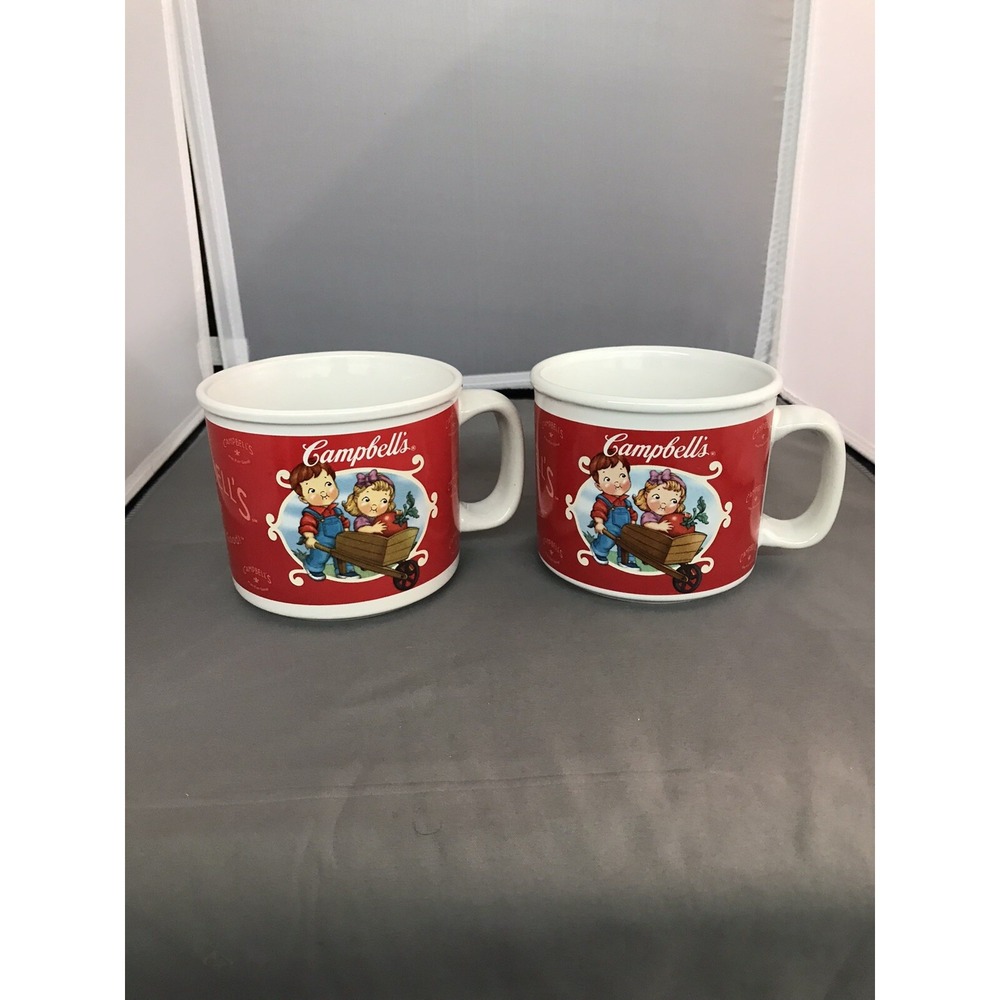 Campbell Soup Mug 2002 Coffee Tea Collector Lot of 2 Kids Fall Red